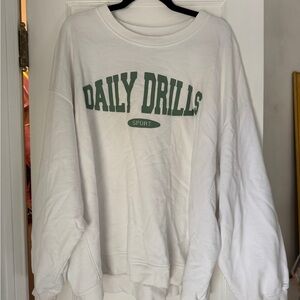Daily Drills White and Green Crew Neck